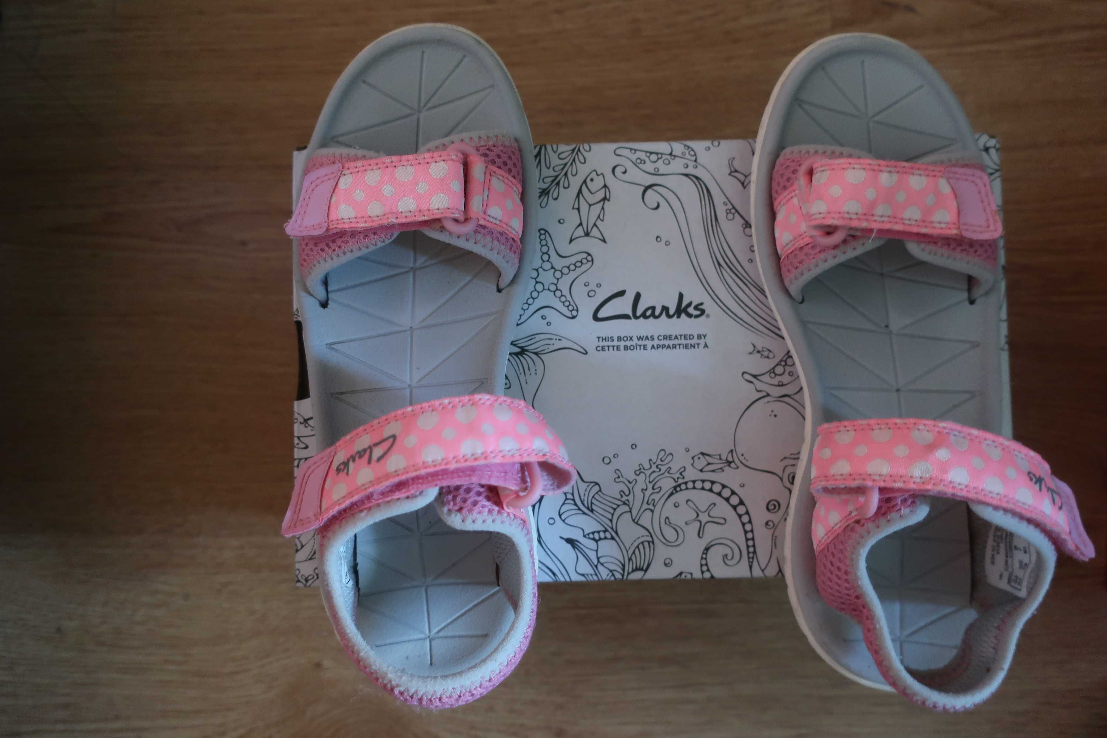 Clarks,sandale roz plaja/piscina,ingusti,f,usoare,flexibile,nr.33,5-34