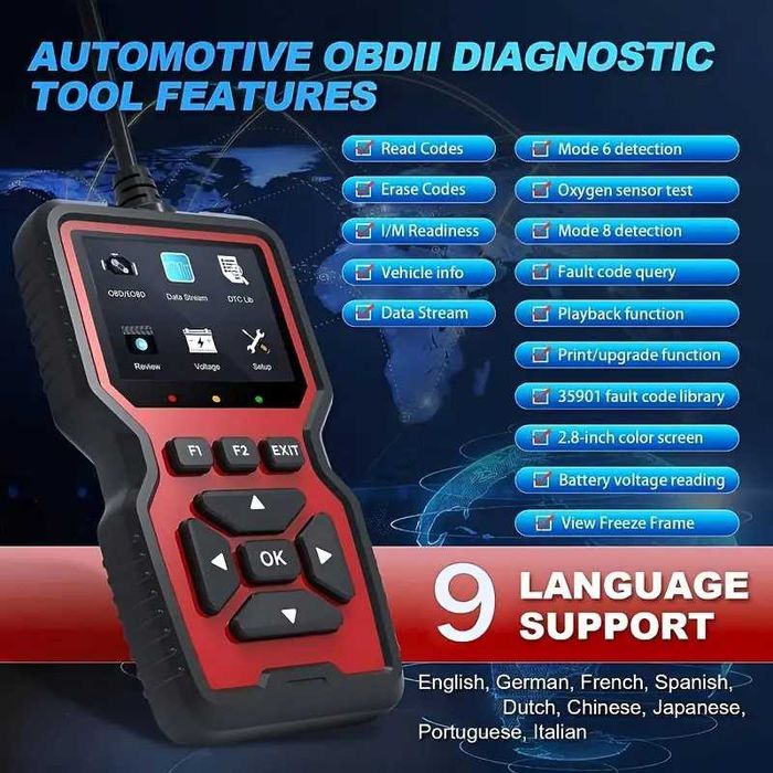 Автодиагностика скенер четене и триене на грешки V519 OBD2 2025