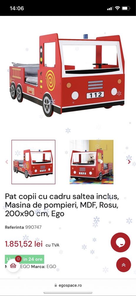 Pat copii masima de pompieri