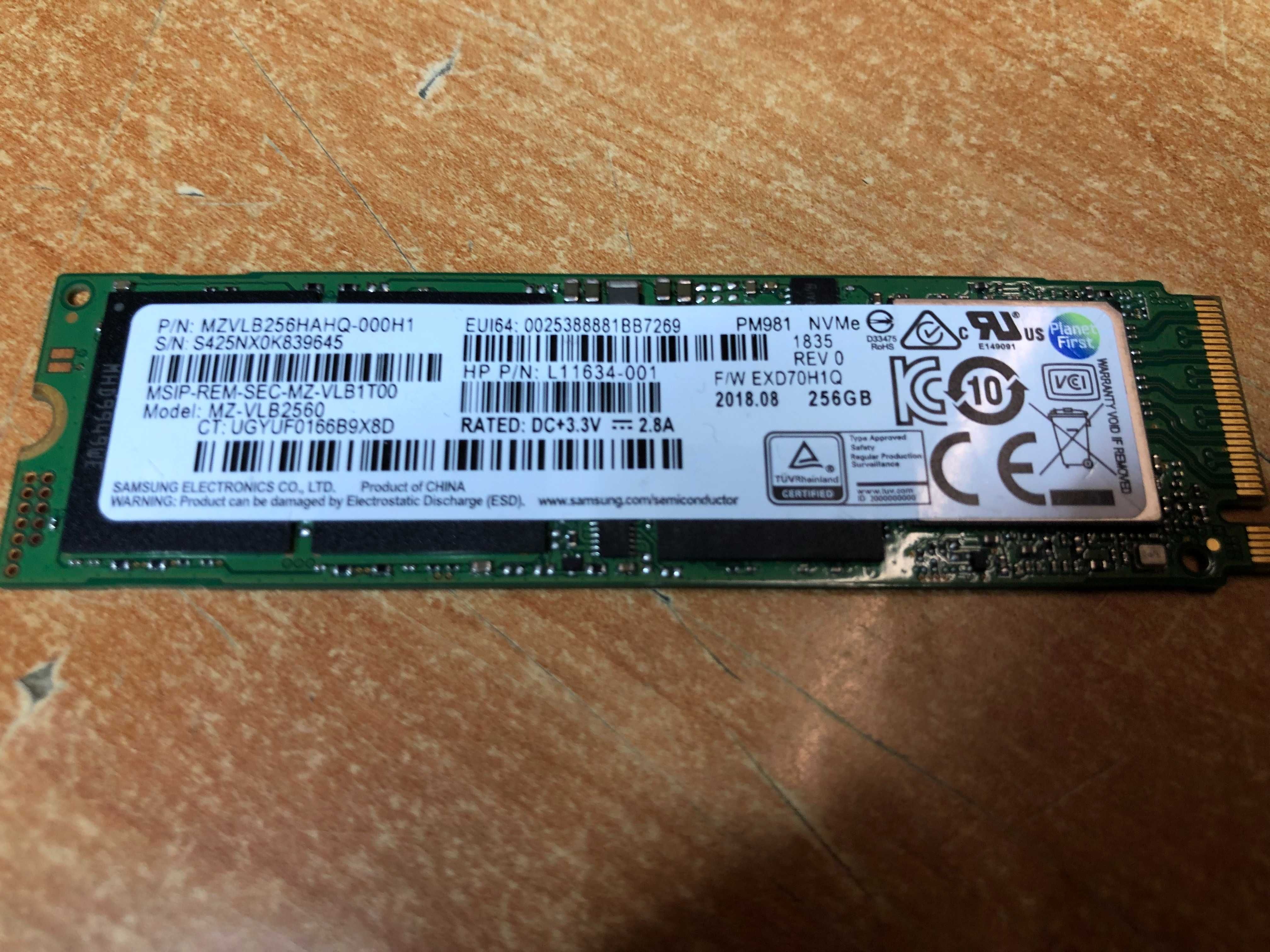 SSD M2 NVME Samsung PM981, 256GB,  garantie 6 luni