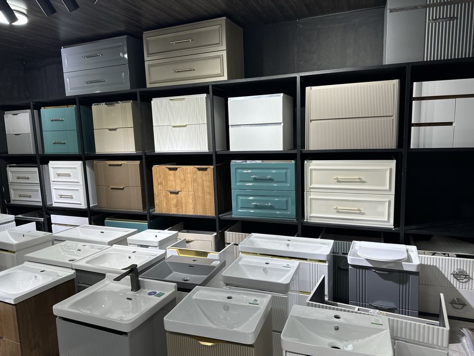 Тумба из ПВС (влагостойки) с раковиной на любой вкус