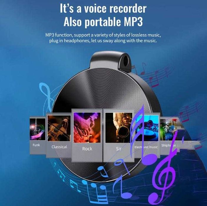 Музикален MP3Плеър 8xDSP Ядрен Микрофон Диктофон Глас Контрол Рекордер