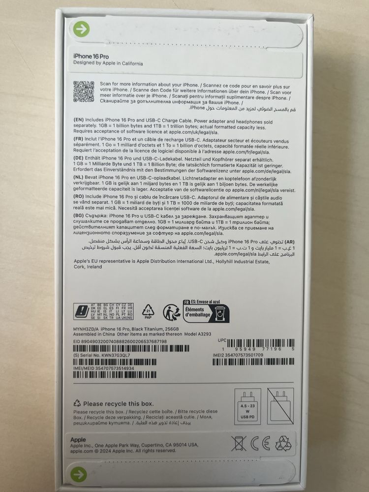 Iphone 16 pro 256 black titanium