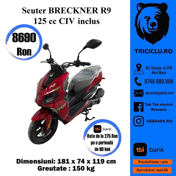 Scuter cu permis R9 Breckner Germany 125 nou Agramix