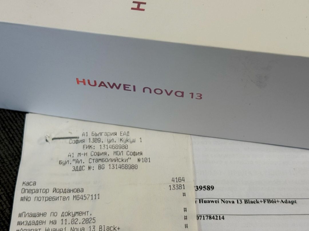 КАТО НОВ 256GB Huawei Nova 13 A1 Гаранция 2027г. Black / Черен