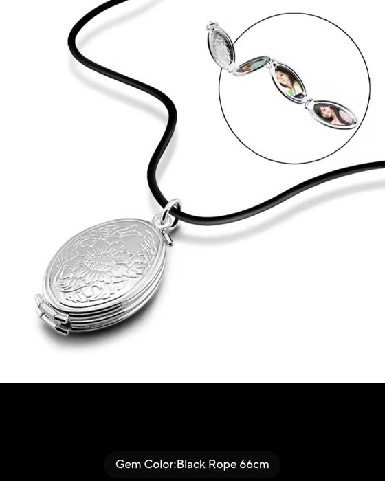 Дамско сребърно бижу за снимки (925s) на кожена верижка