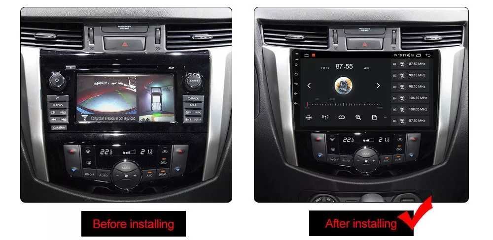 Navigatie Android 14 Nissan Navara NP300 1/8 Gb Waze CarPlay CAMERA