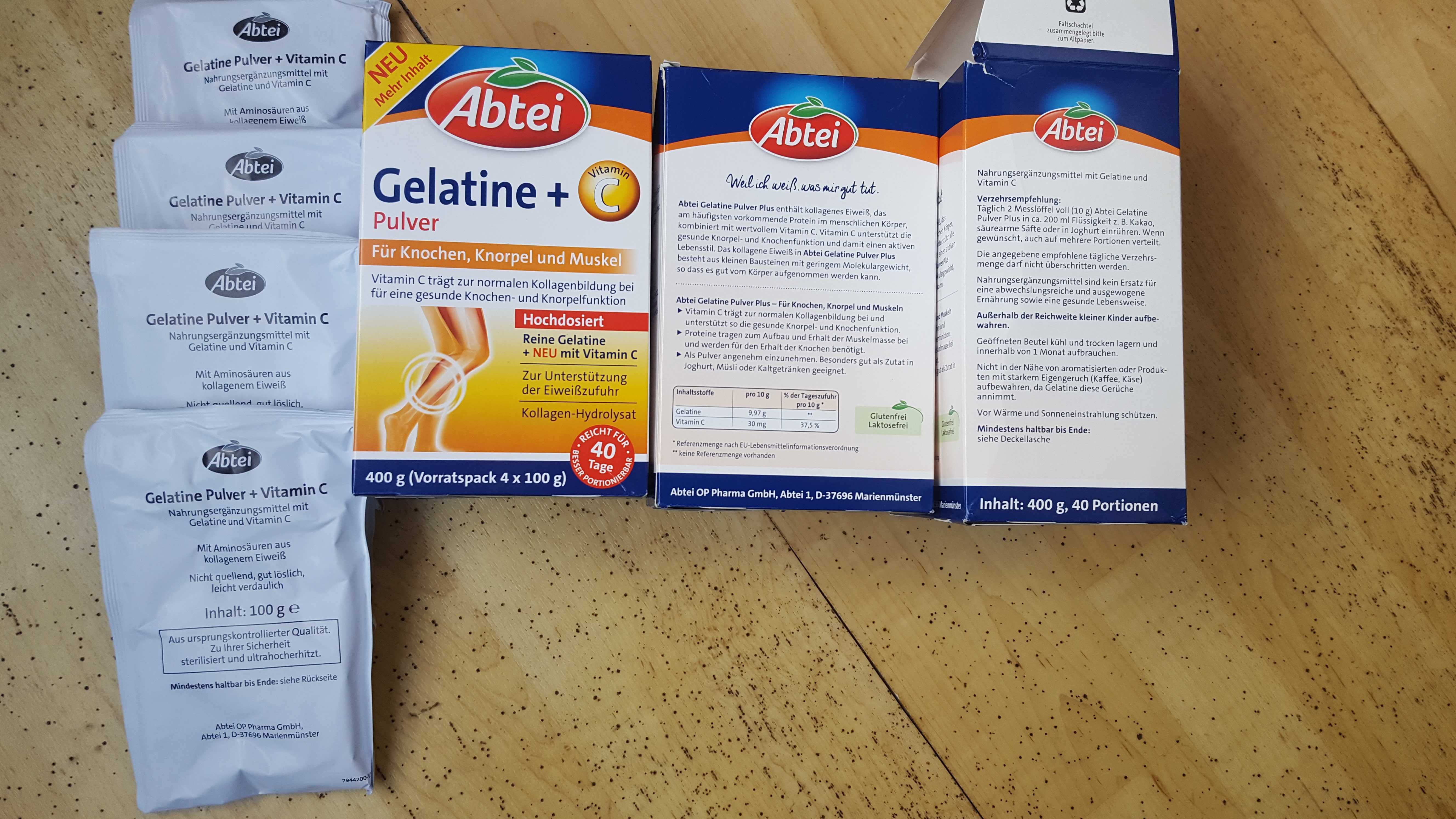 Желатин на прах Abtei Gelatin Powder + Vitamin C (40 порции), 400гр