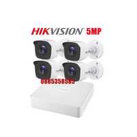 HIKVISION Комплект за Видеонаблюдение 5MP с 4 камери и хибриден DVR