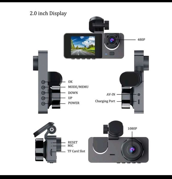 Camera auto de bord triplă
