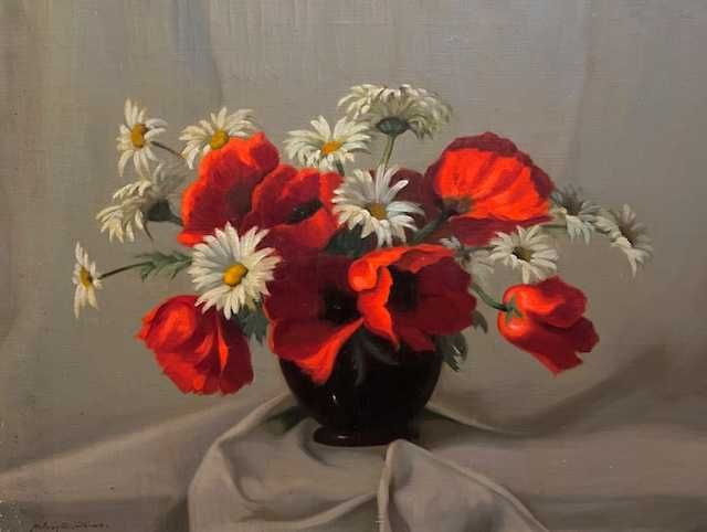 ”MACI” SUPERB! Tablou VECHI, Molnár Z János (1880-1960) ulei/pz 80x60+