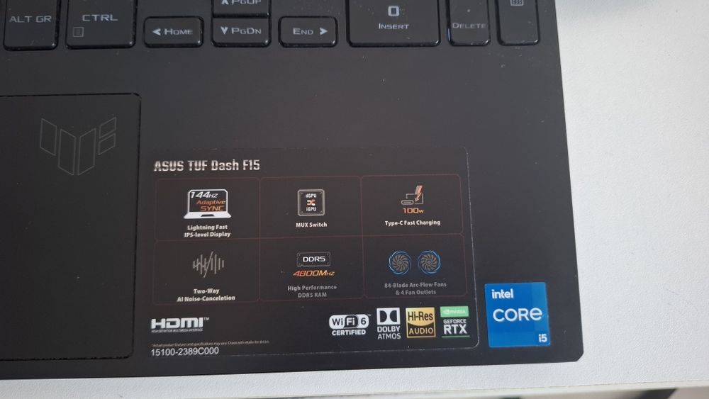 Vând laptop gaming ASUS TUF Dash F15 FX517ZC-HN005