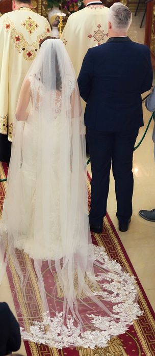 Voal de mireasă lung Marry Bridal cu dantelă brodată