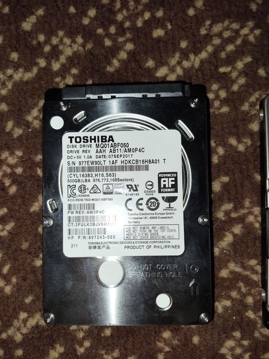 Toshiba 500 Gb от ноутбука