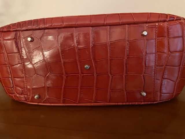 Geanta din piele rosie, Furla, model croco