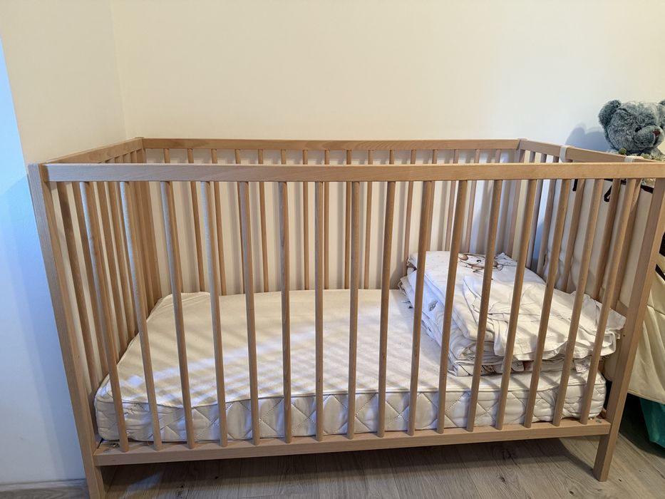 Patut copil cu saltea, asternuturi si protectie pat