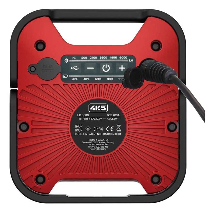 Прожектор акумулаторен 4K5 HD 6000, 1200 – 6000 lm