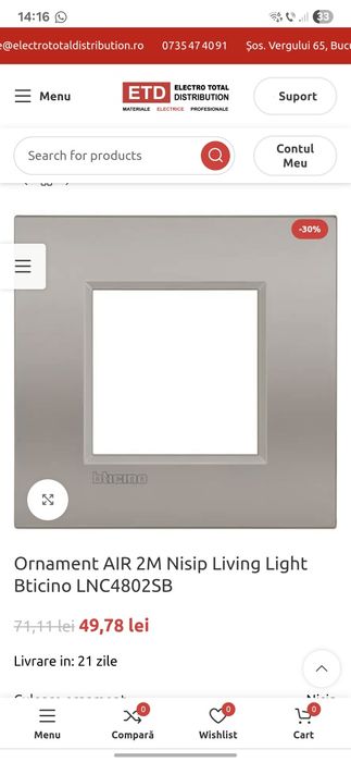 Vand 8 rame ornament bticino plus o rama suport nisip