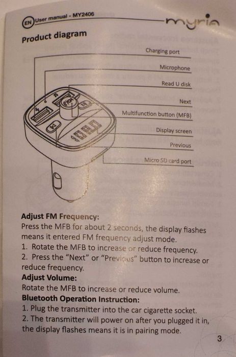 Modulator bluetooth , hands free, music player