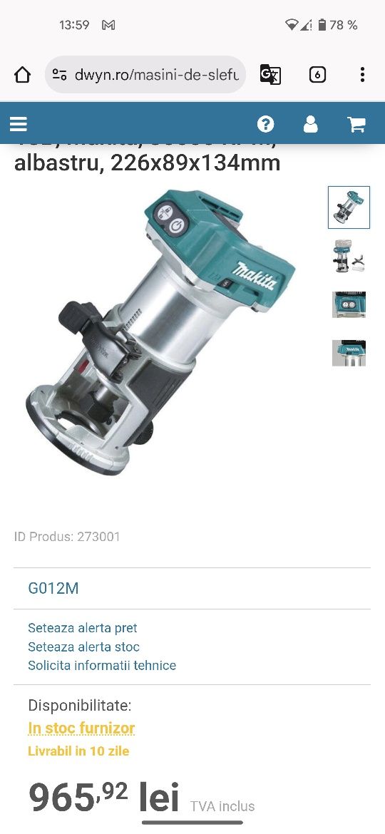 Freză Makita 18V Brushless 2024.11