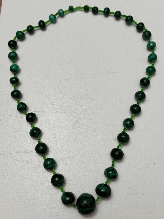 COLIER BILE MALACHIT - Diferite marimi - 55cm - Margele - Vintage !