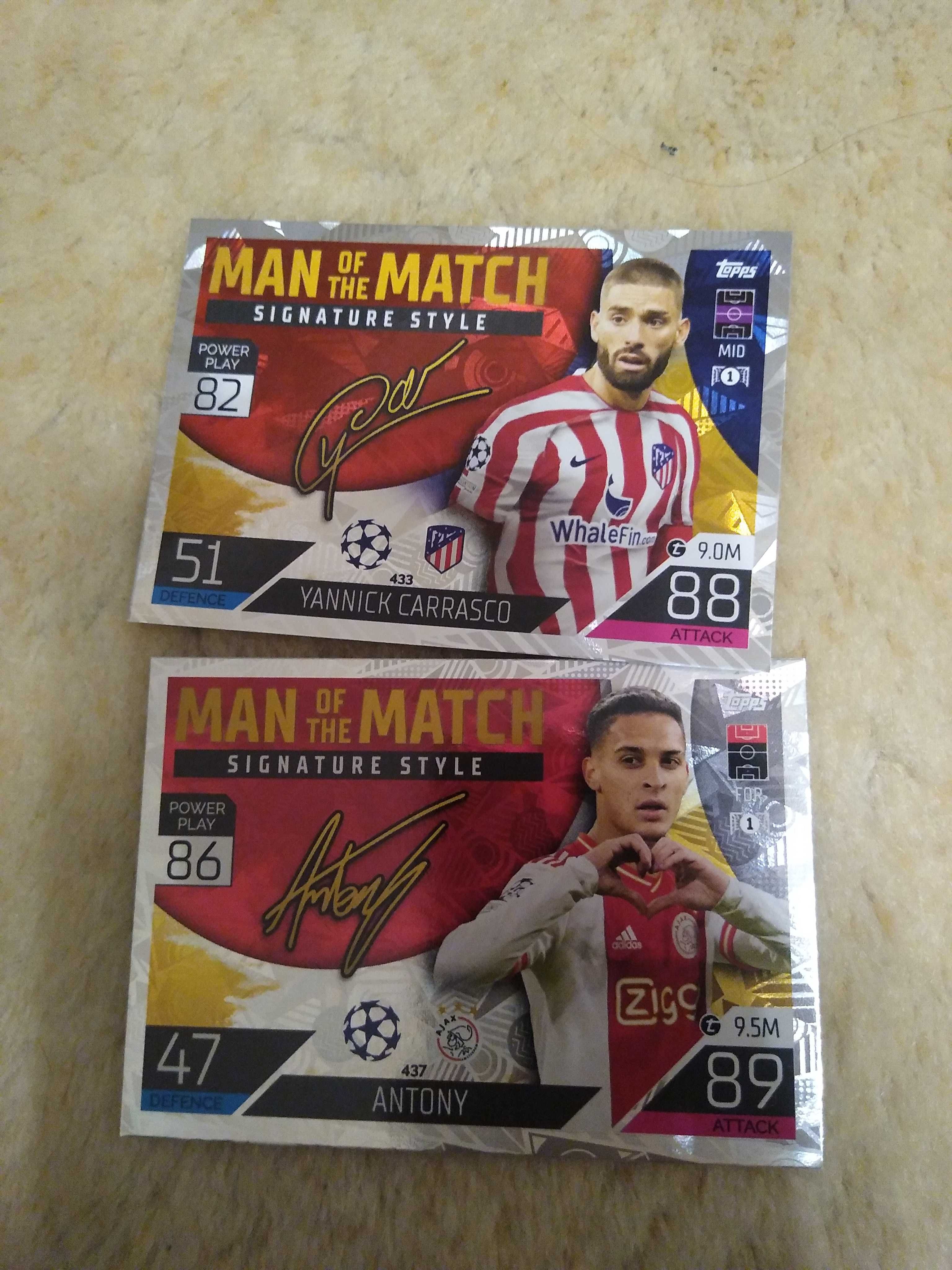 6 carduri FIFA Match Attax, semnături jucatori