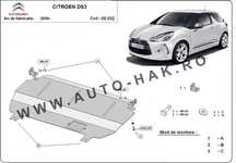Scut motor metalic Citroen DS3 2009-prezent - otel 2mm