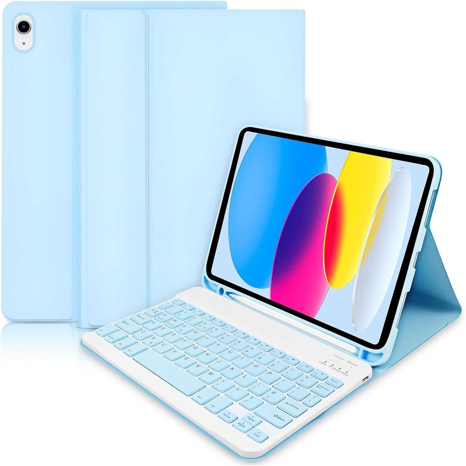 Калъф с клавиатура за iPad 10 поколение 10,9 инча 2022 г, син ; черен