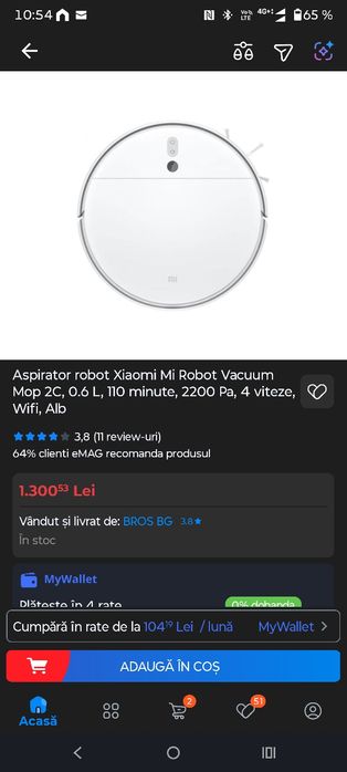Robot aspirator inteligent Xiaomi Mi Robot Vacuum Mop