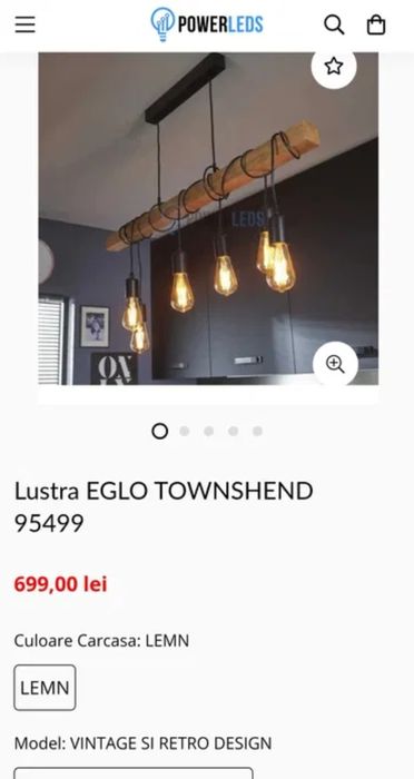 Lustra rustica cu lemn 6 becuri E27