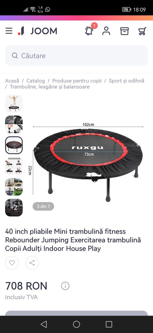 Mini trambulină fitness pliabila adulti/copii