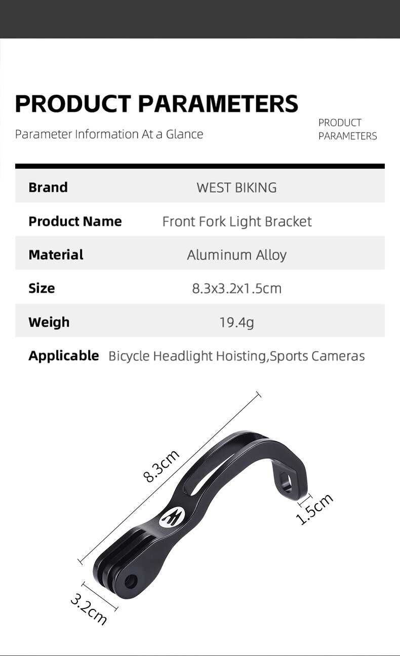 Suport lumini furca reglabil aluminiu GOPRO Camera lanterna bicicleta