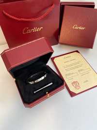 Brățară Cartier LOVE 19 aur alb 23K cu diamante