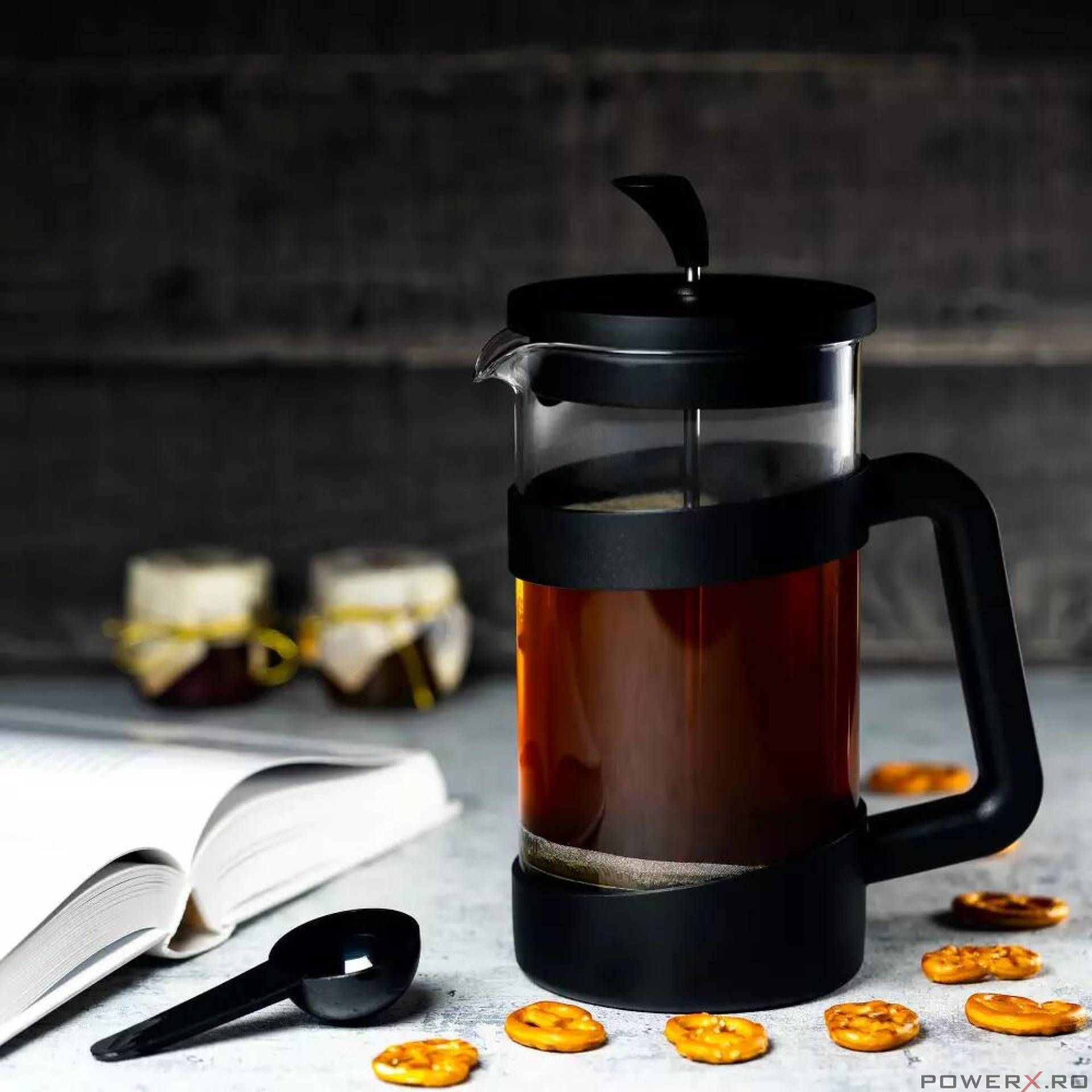 Infuzor cu presa, pentru ceai, pahar 1l, Kinghoff