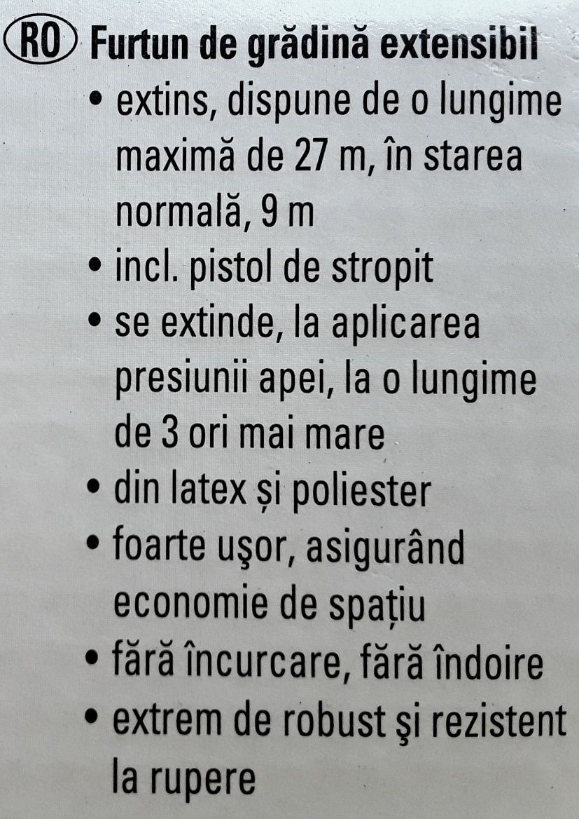 Furtun extensibil pentru grădină 27 m cu pistol de stropit NOU  55 Lei