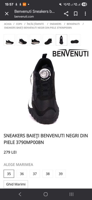 Sneakers băieți Benvenuti negri k noi
