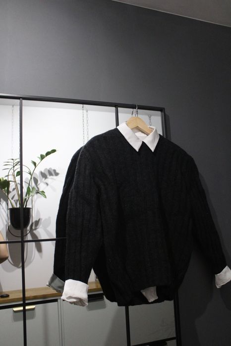 Pulover lână 100%, woolmark, negru, gros