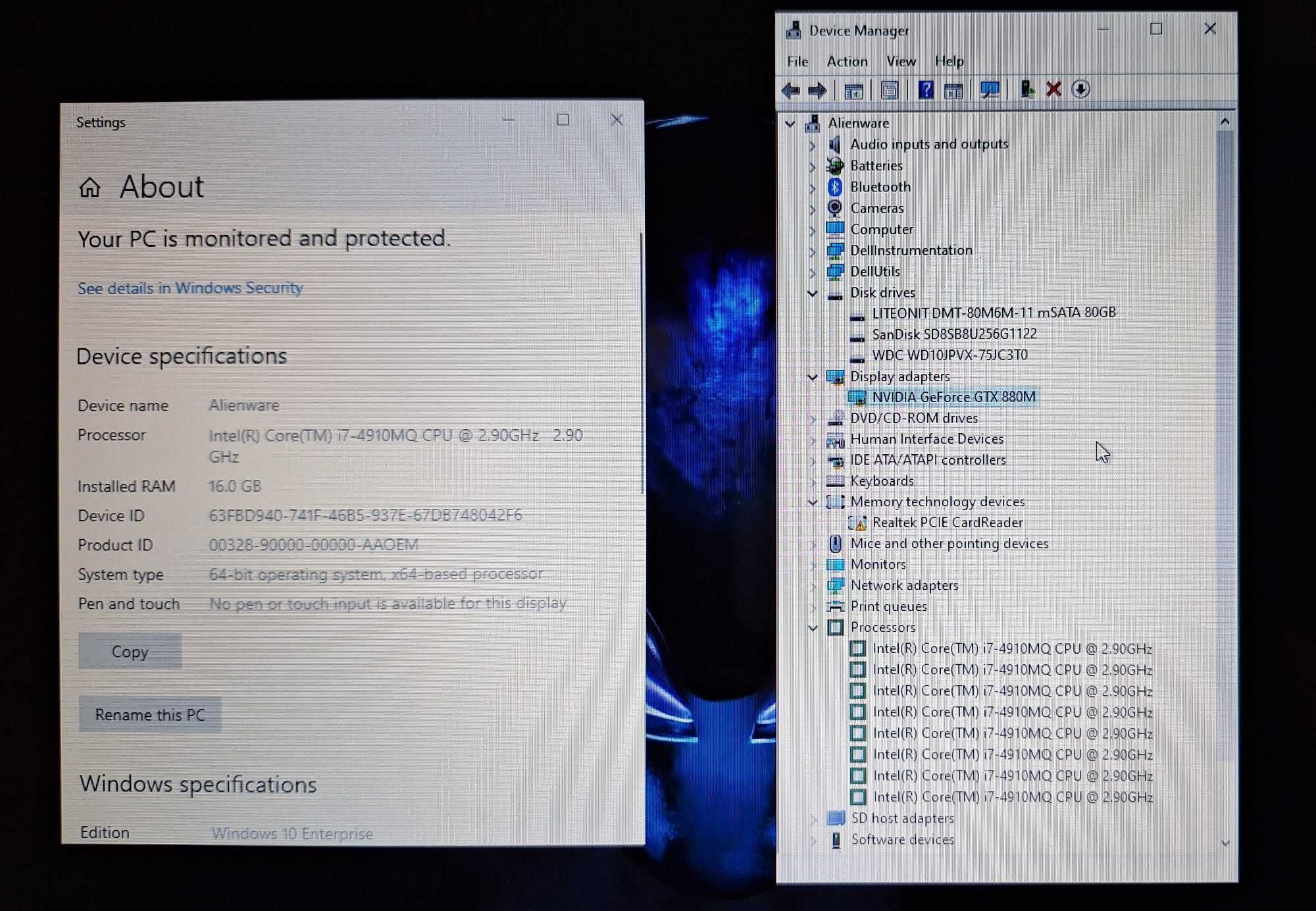 17.3' 120hz Alienware 17 i7-4910МQ/GTX 880M 8GB GDDR5/16GB/256GB+80GB