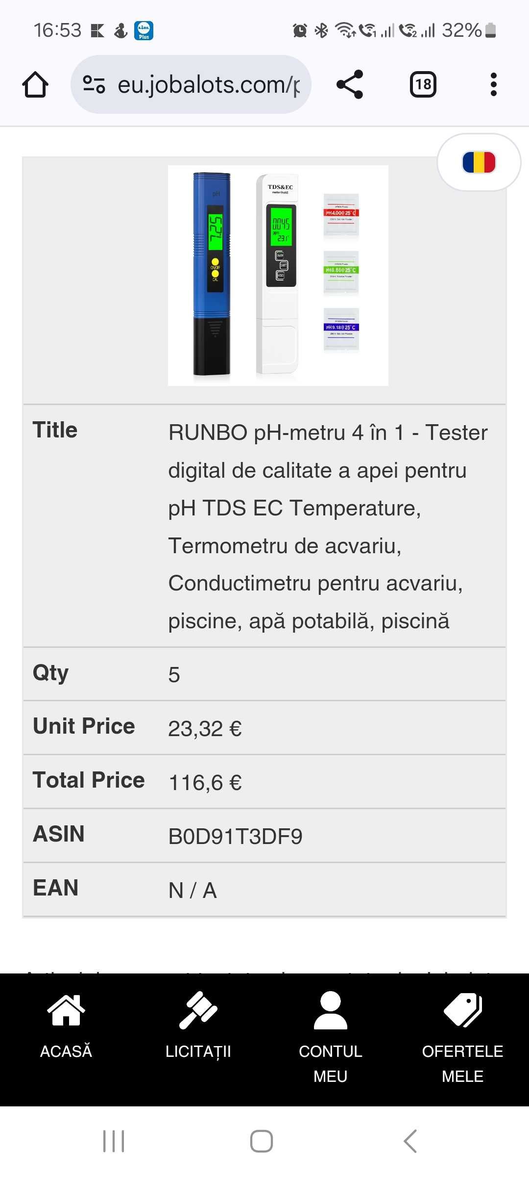 Tester calitatea apei ph