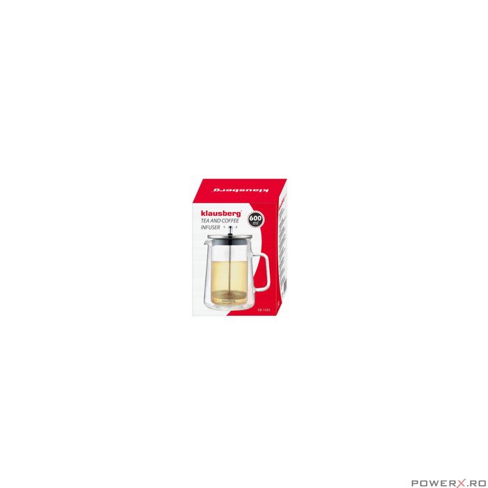 Infuzor pentru cafea, ceai, din sticla, 600 ml, Klausberg