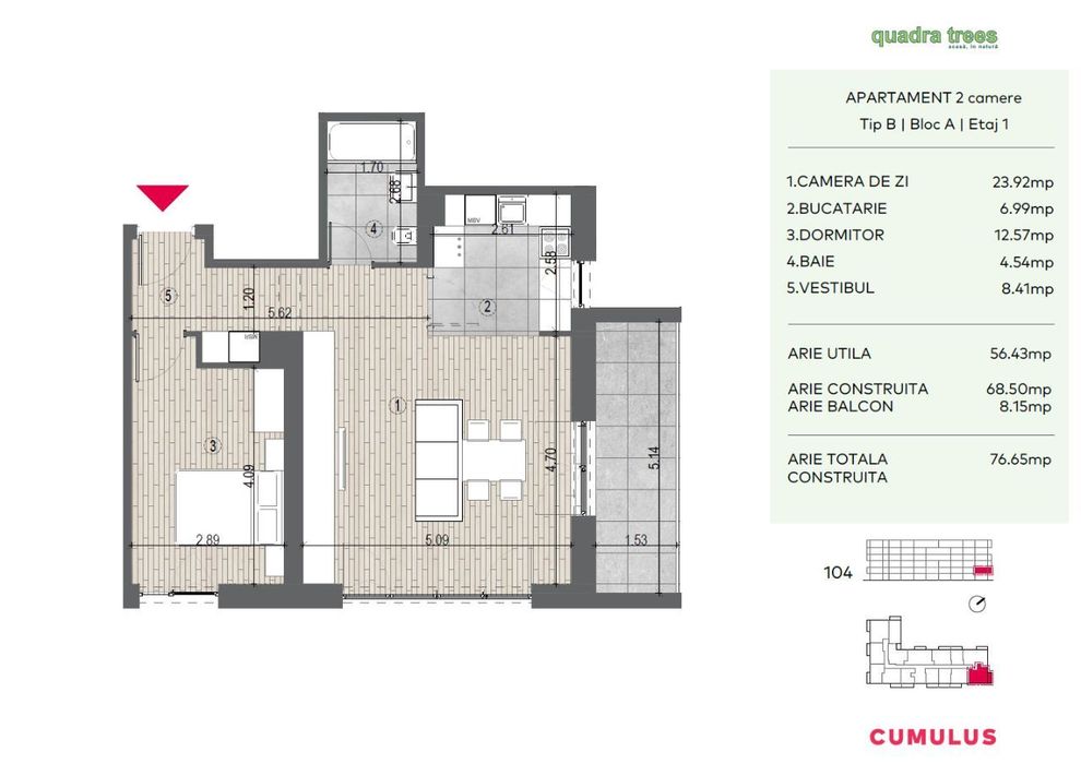 2 camere de vânzare - zona Drumul Taberei. Direct Dezvoltator! Etaj 1