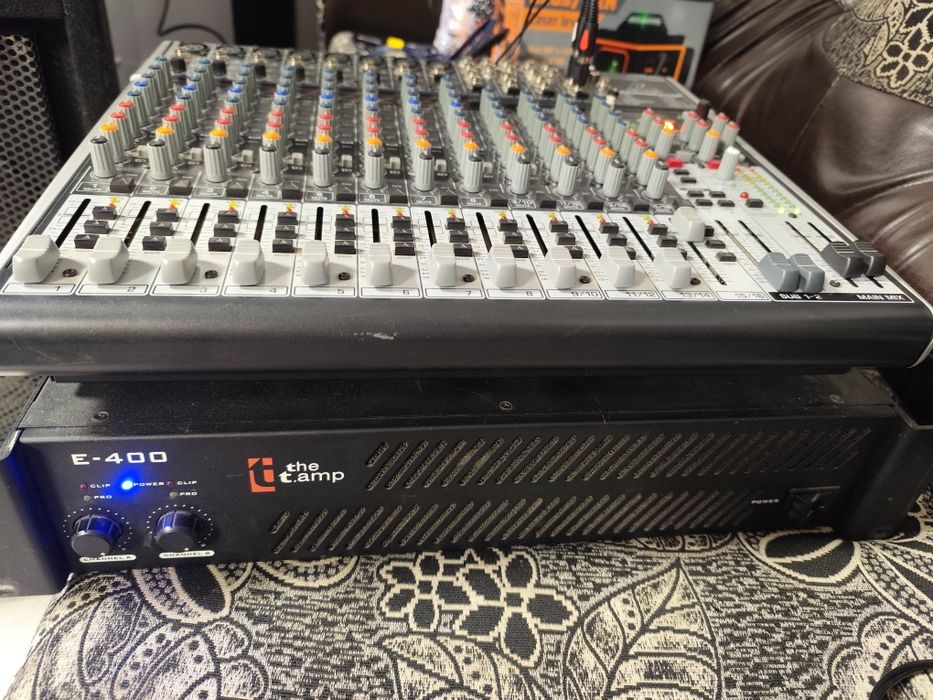 Putere The T-amp E400,Mixer pasiv Behringer xenyx x222 usb +2 boxe