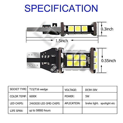 Set becuri led Xentech Light T15 W16W Canbus 24 smd 3030 alb/orange