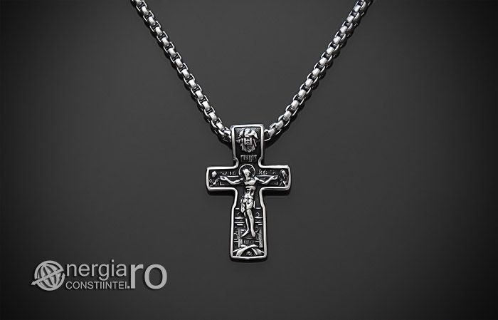 Pandant Amuleta Pandantiv Cruciuliță Iisus Hristos INOX - cod PND185