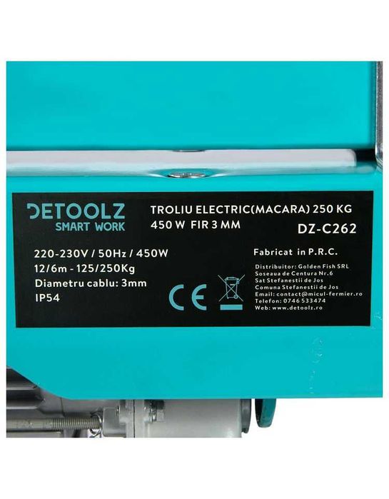 Electropalan troliu electric macara 250kg 450W fir 3mm (DZ-C262)