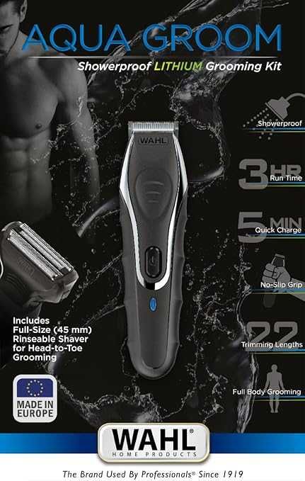 Тример за цялото тяло Wahl Aqua-Groom Waterproof , 11 гребена
