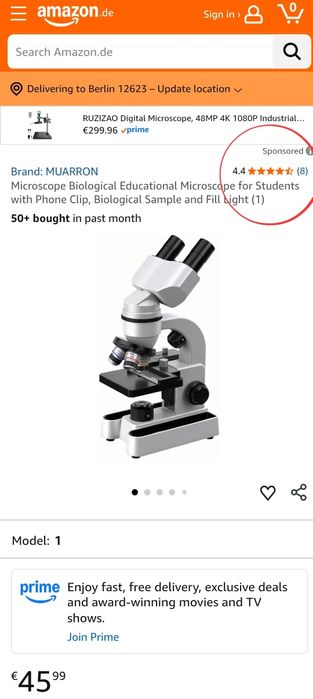 Образователен Микроскоп за Ученици и Студенти с х1600 Увеличение