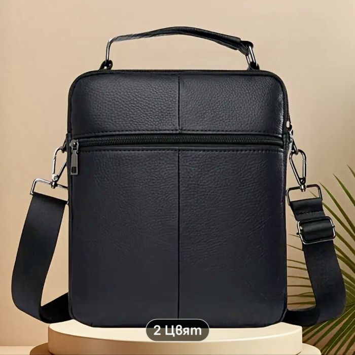 -20%Промоция•Традиционна и Делова мъжка чанта/Премиум черна ест. кожа!