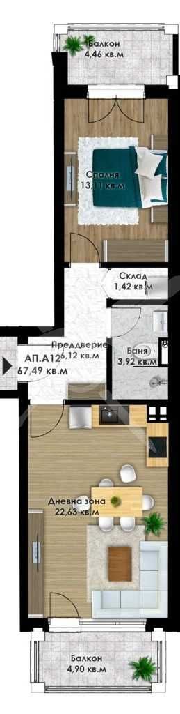 Двустаен апартамент в Остромила 514-18019