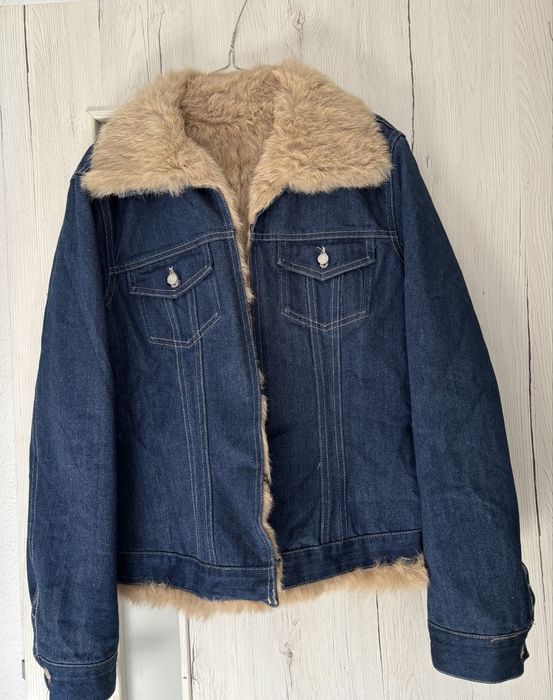 Geaca denim cu blana naturala